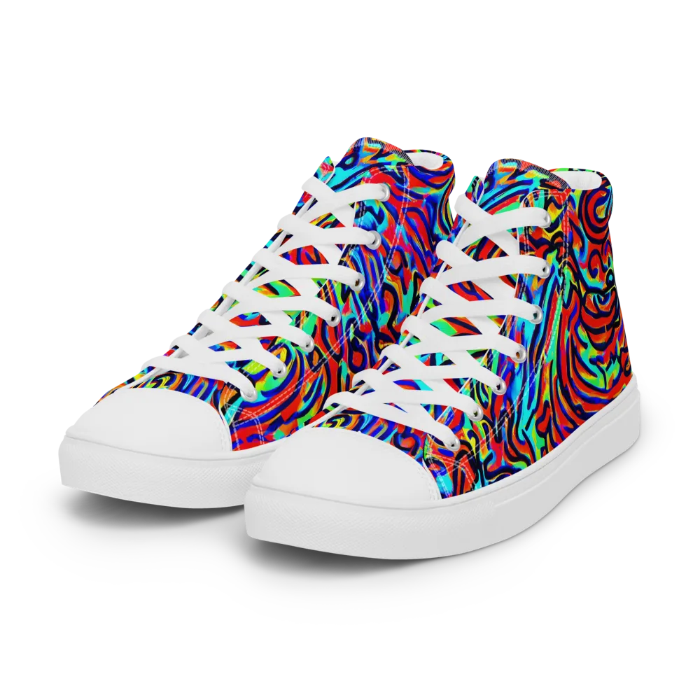 Lava Pulse on Women's High Top Canvas Shoes — Left Front