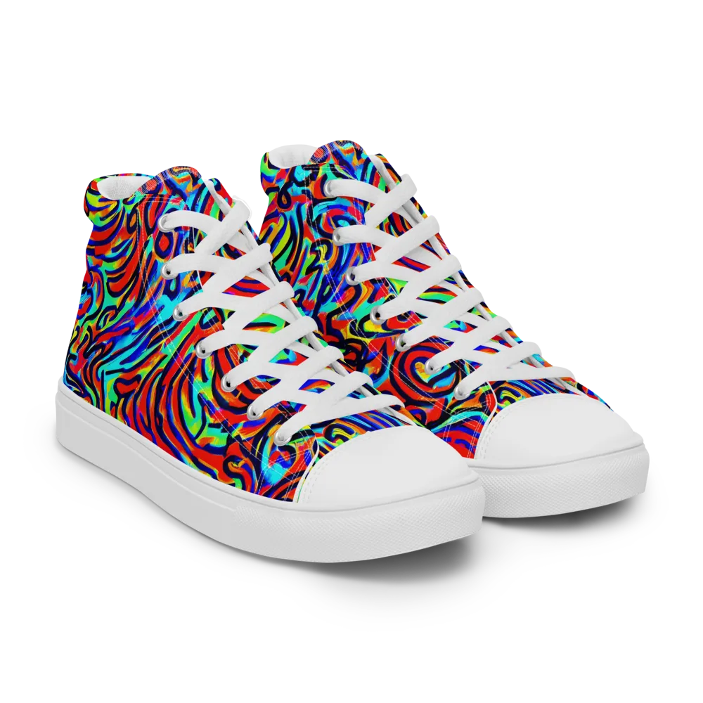 Lava Pulse on Women's High Top Canvas Shoes — Right Front