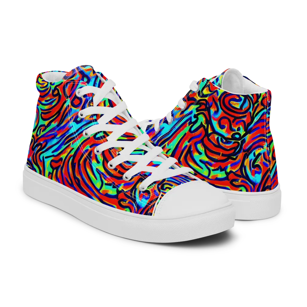 Lava Pulse on Women's High Top Canvas Shoes — Right