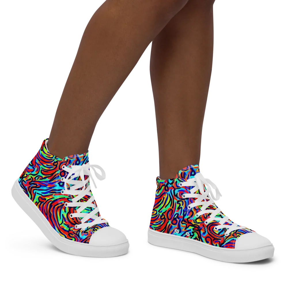 Lava Pulse on Women's High Top Canvas Shoes — Right