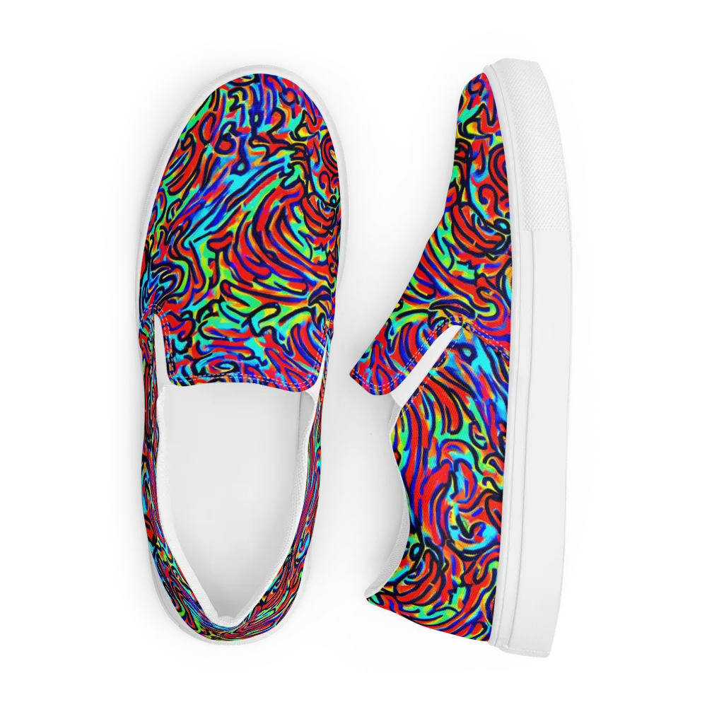 Lava Pulse on Men's Slip-On Canvas Shoes — Front