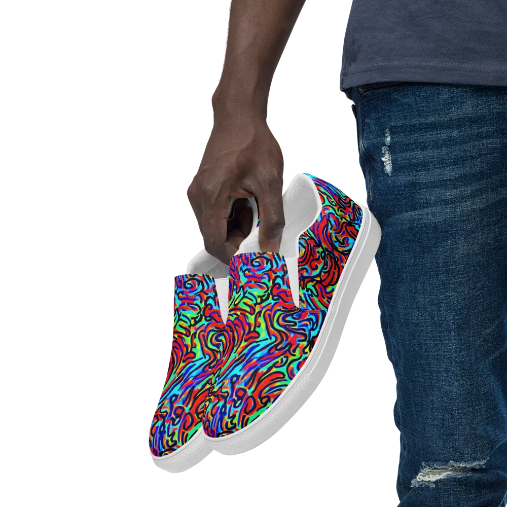 Lava Pulse on Men's Slip-On Canvas Shoes — Left Front