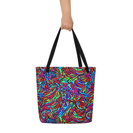 Lava Pulse on a Large Tote Bag W/ Pocket