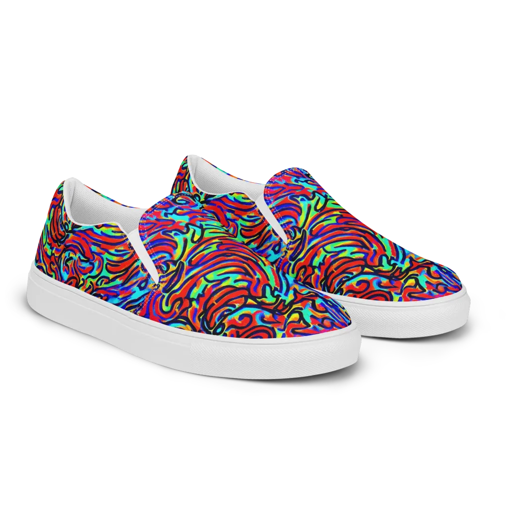 Lava Pulse on Women's Slip-On Canvas Shoes — Right Front