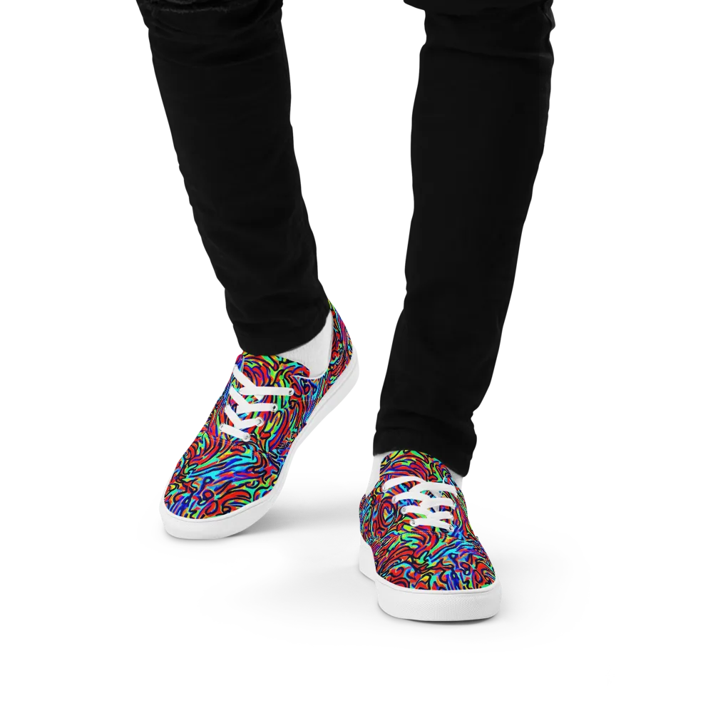 Lava Pulse on Men's Lace-Up Canvas Shoes — Front