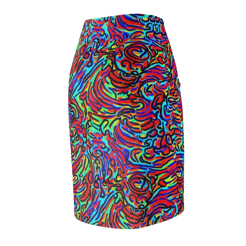 Lava Pulse on Pencil Skirt — Back Side