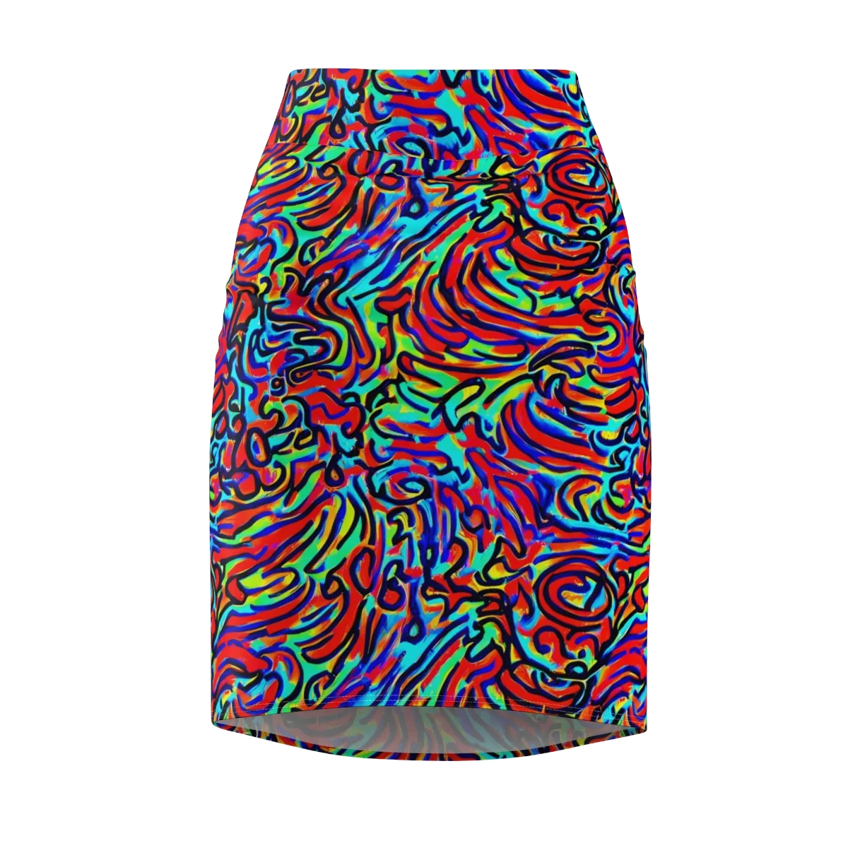 Lava Pulse on Pencil Skirt — Front