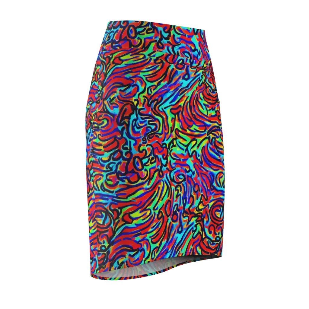 Lava Pulse on Pencil Skirt — Front Side