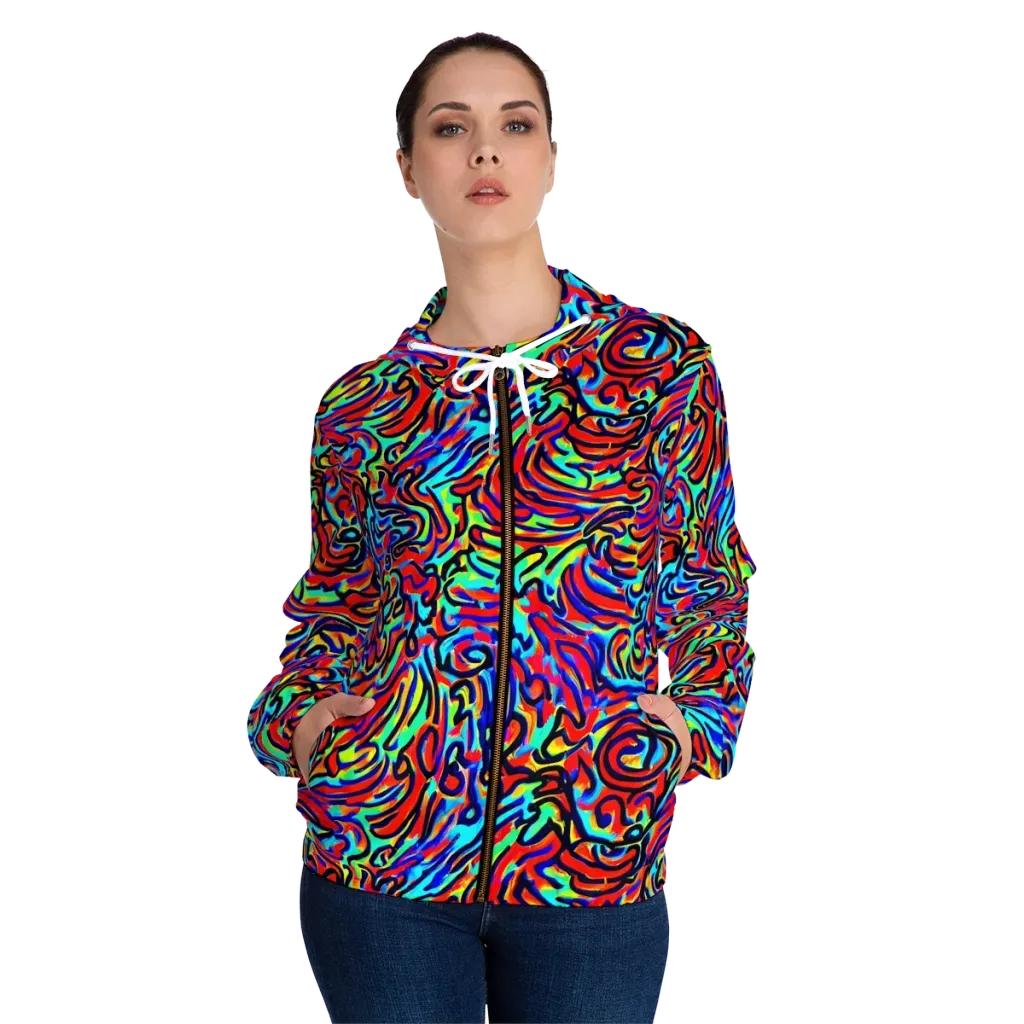 Lava Pulse on Women's Full-Zip Hoodie — Front On Person