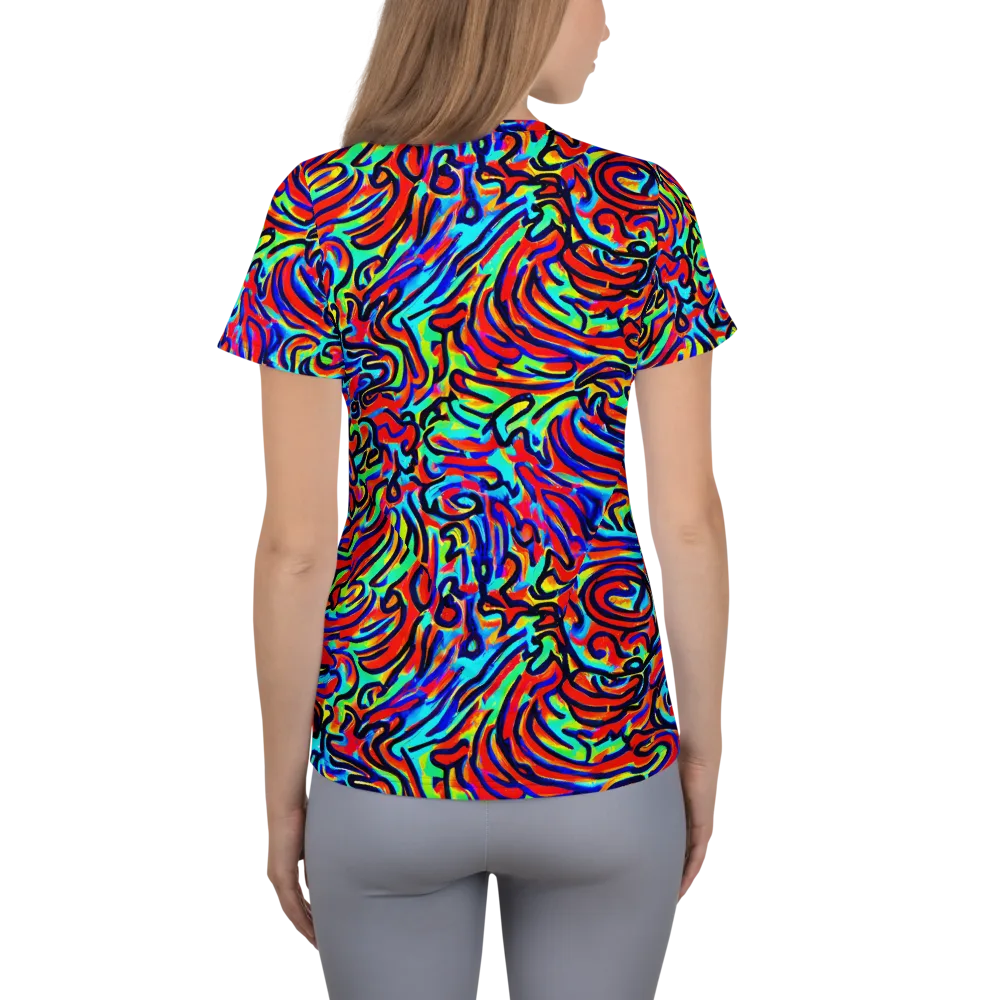 Lava Pulse on Women's Athletic T-Shirt — Back