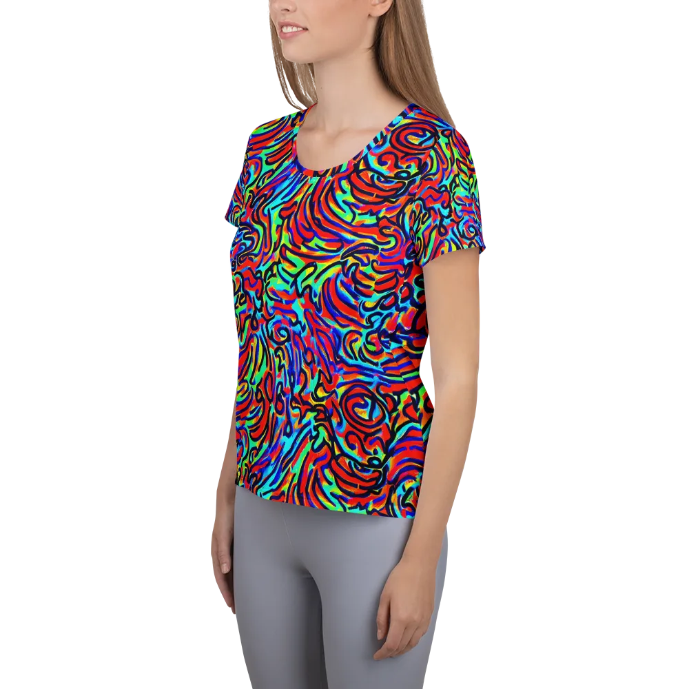 Lava Pulse on Women's Athletic T-Shirt — Left