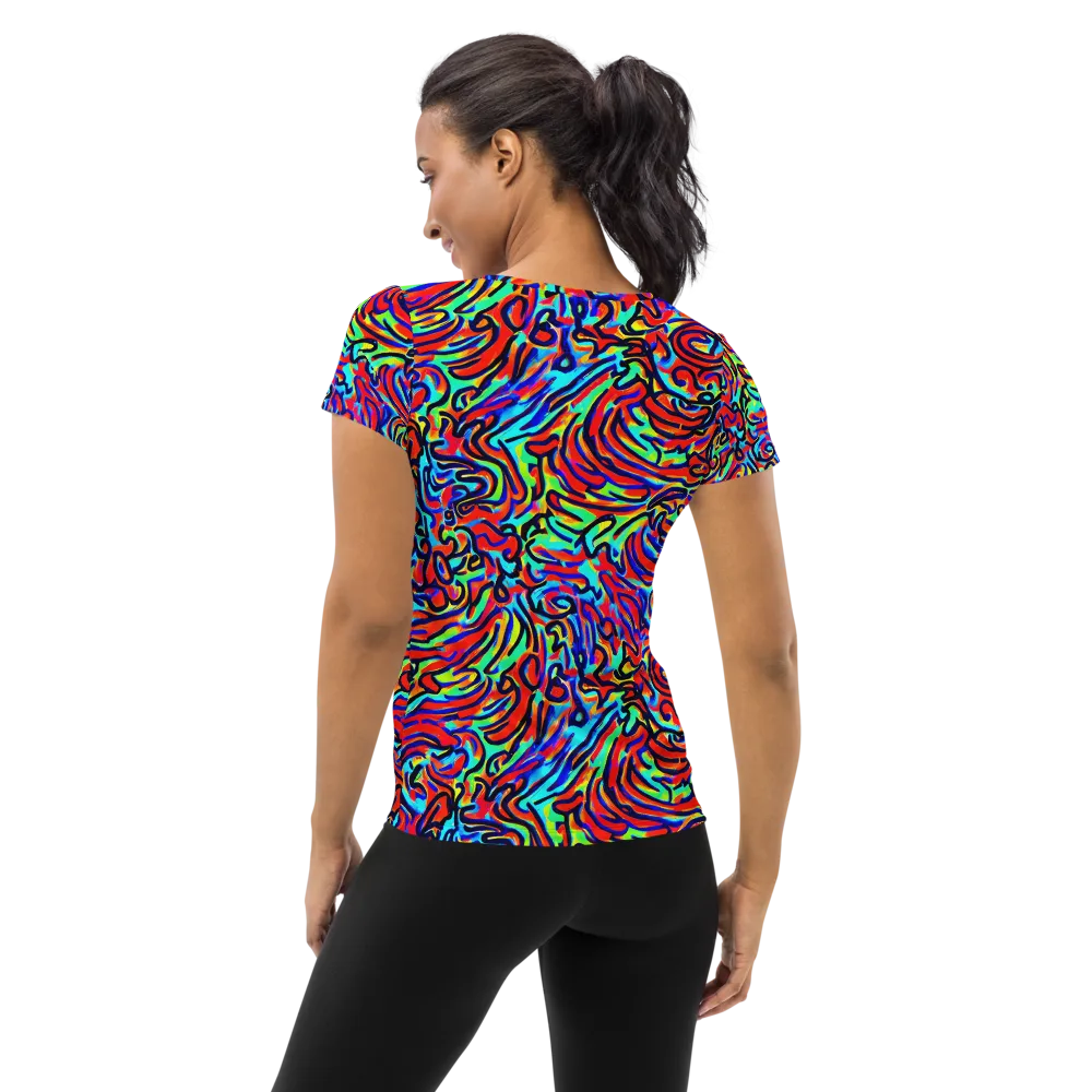 Lava Pulse on Women's Athletic T-Shirt — Back