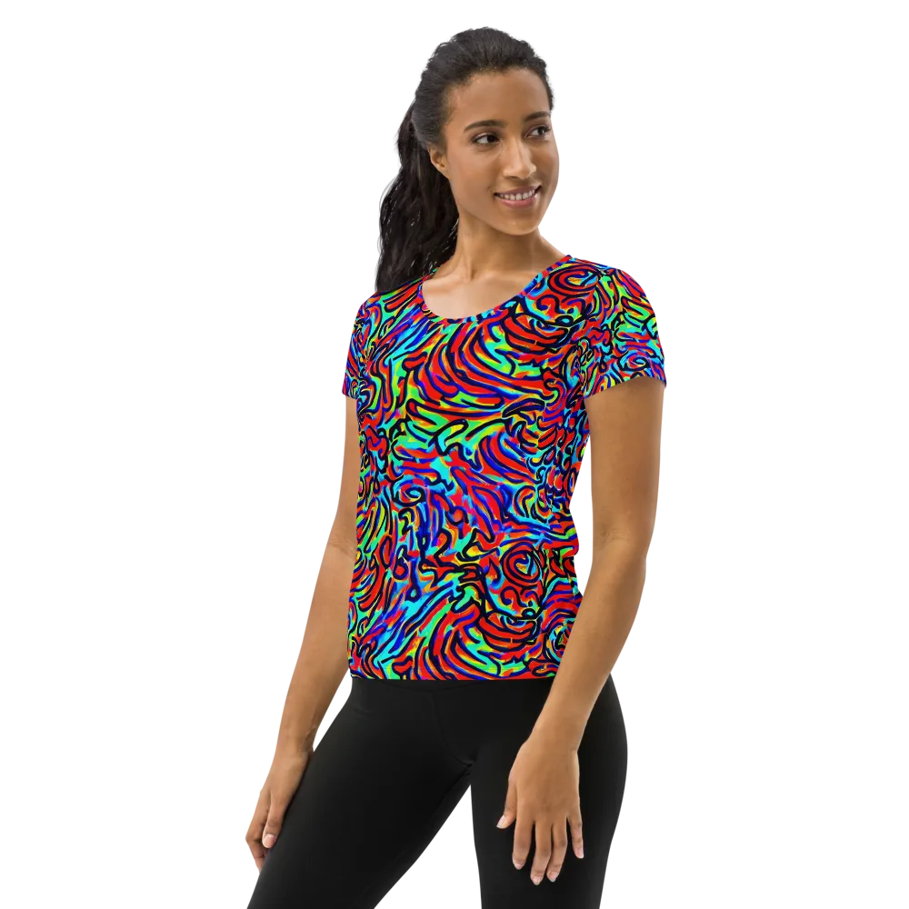 Lava Pulse on Women's Athletic T-Shirt — Left