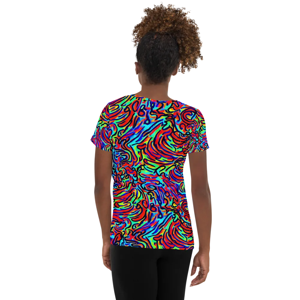 Lava Pulse on Women's Athletic T-Shirt — Back
