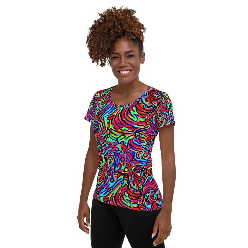 Lava Pulse on Women's Athletic T-Shirt — Left