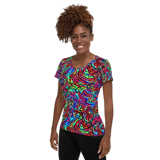 Lava Pulse on a Women's Athletic T-Shirt
