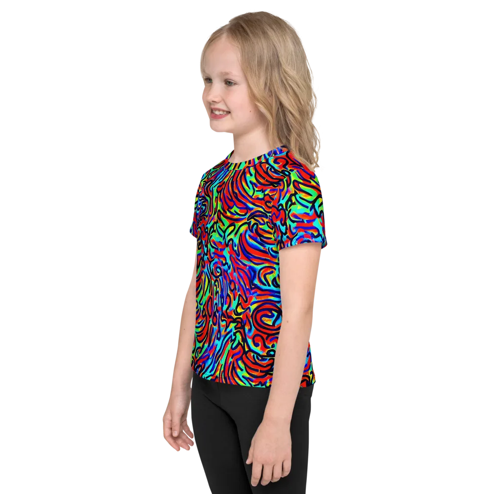 Lava Pulse on Kids Crew Neck T-Shirt — Left