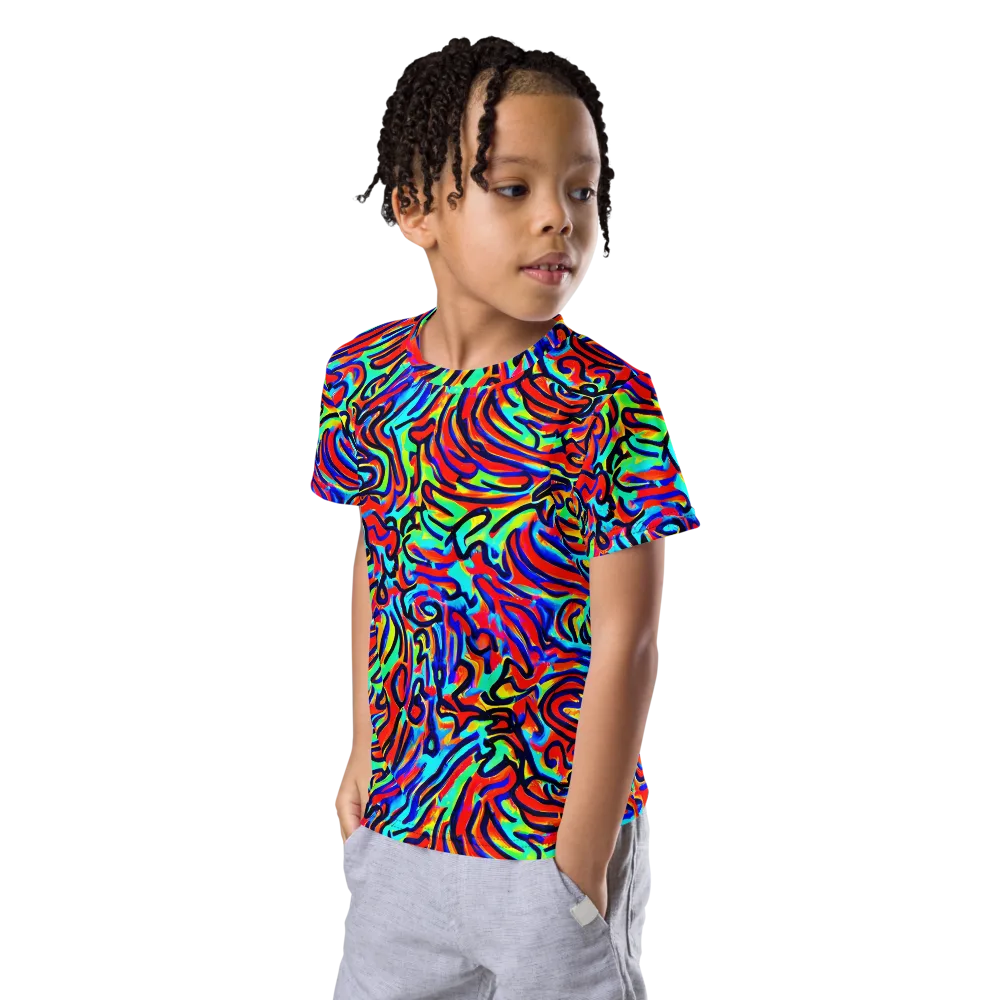 Lava Pulse on Kids Crew Neck T-Shirt — Left Front
