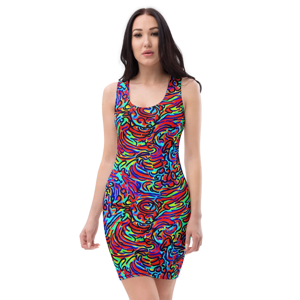Lava Pulse on Bodycon Dress — Front