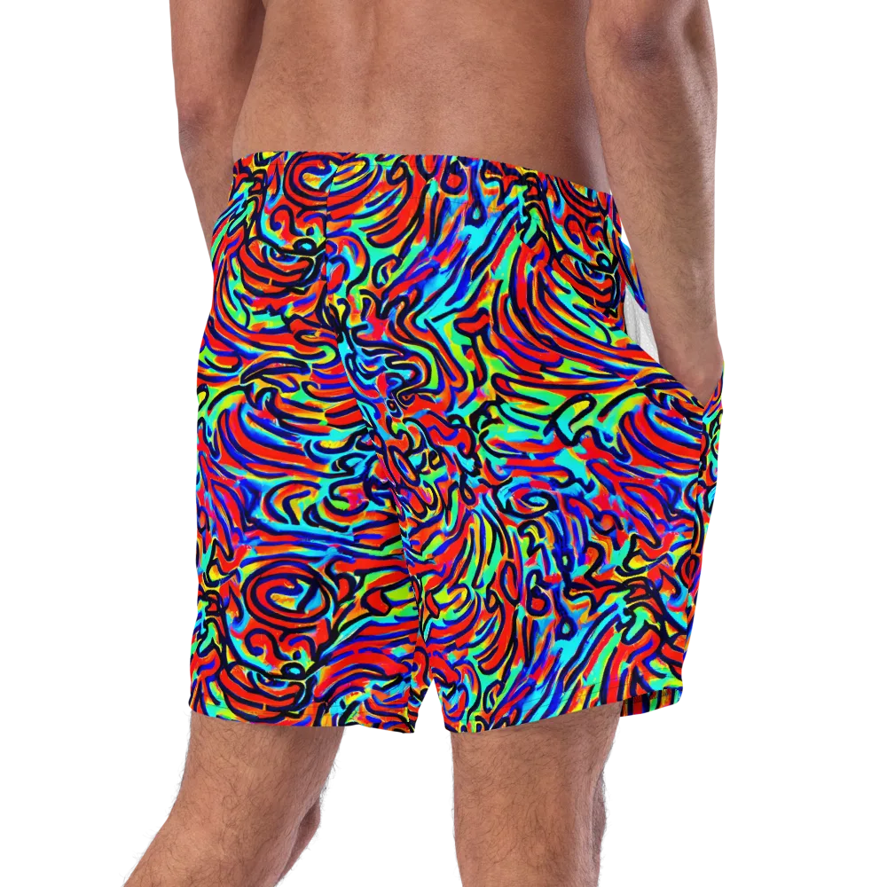 Lava Pulse on Swim Trunks — Right Back