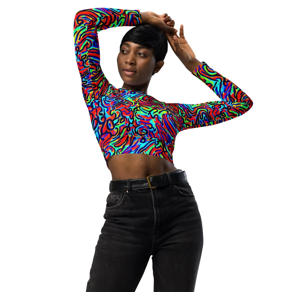 Lava Pulse on Long Sleeve Crop Top — Front