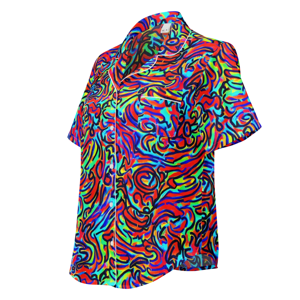 Lava Pulse on Women's Short Sleeve Pajama Top — Left Front