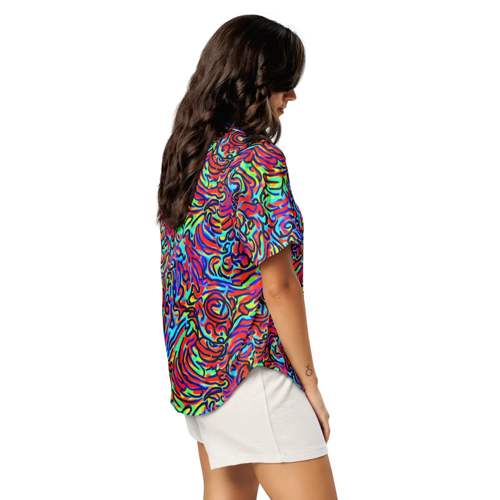 Lava Pulse on Women's Short Sleeve Pajama Top — Right Back