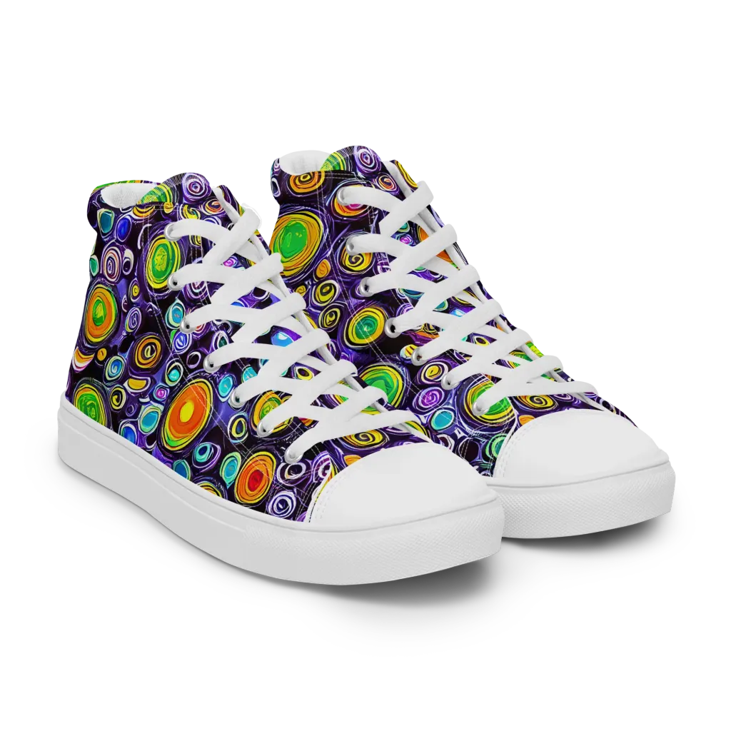Galaxy Ripple on Men's High Top Canvas Shoes — Right Front