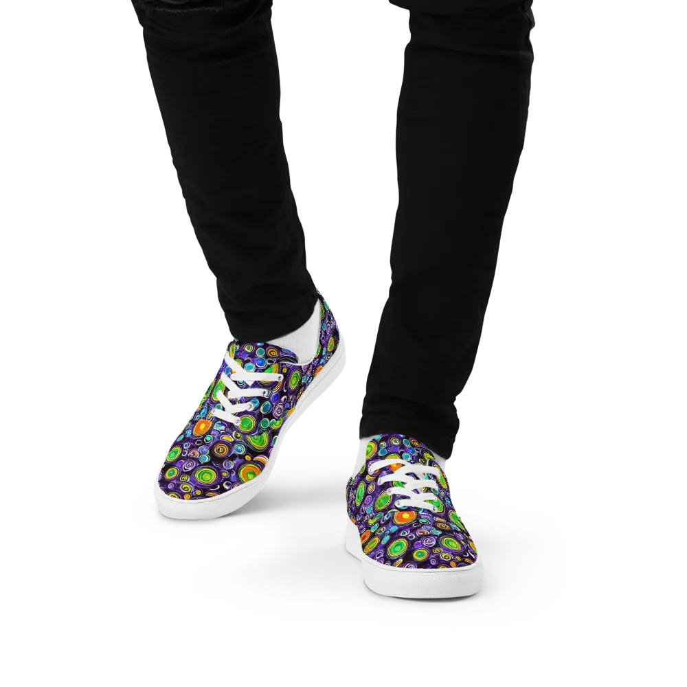 Galaxy Ripple on Men's Lace-Up Canvas Shoes — Front