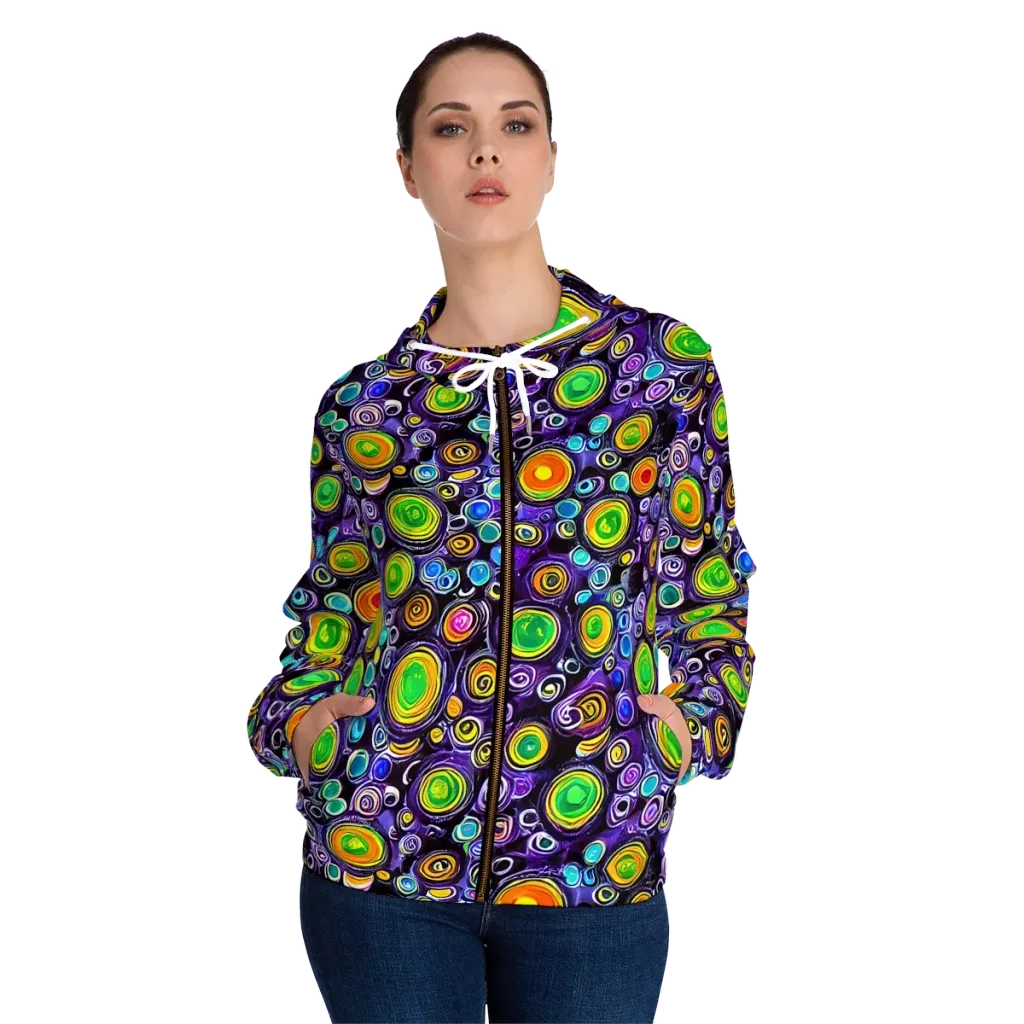 Galaxy Ripple on Women's Full-Zip Hoodie — Front On Person