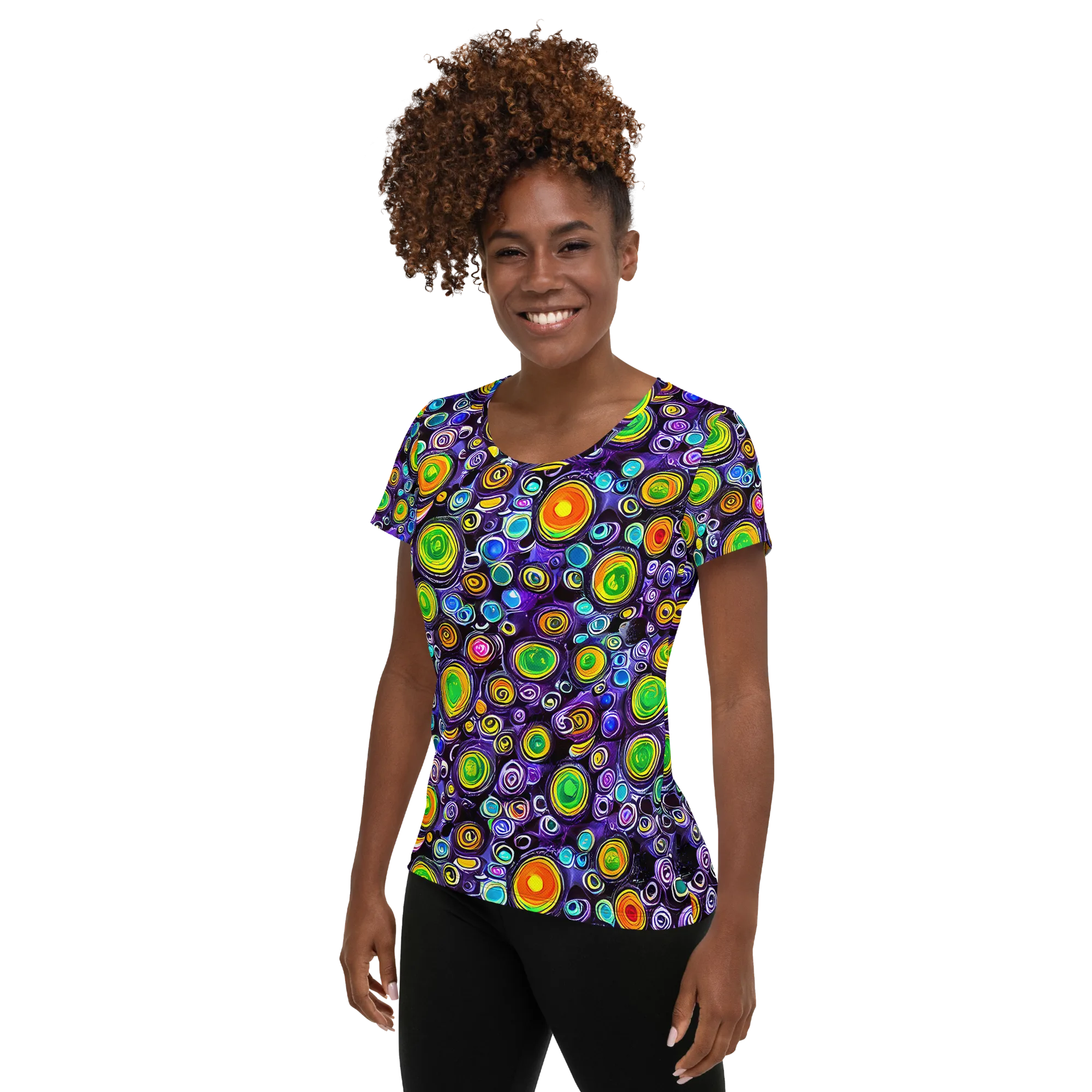 Galaxy Ripple on Women's Athletic T-Shirt — Left