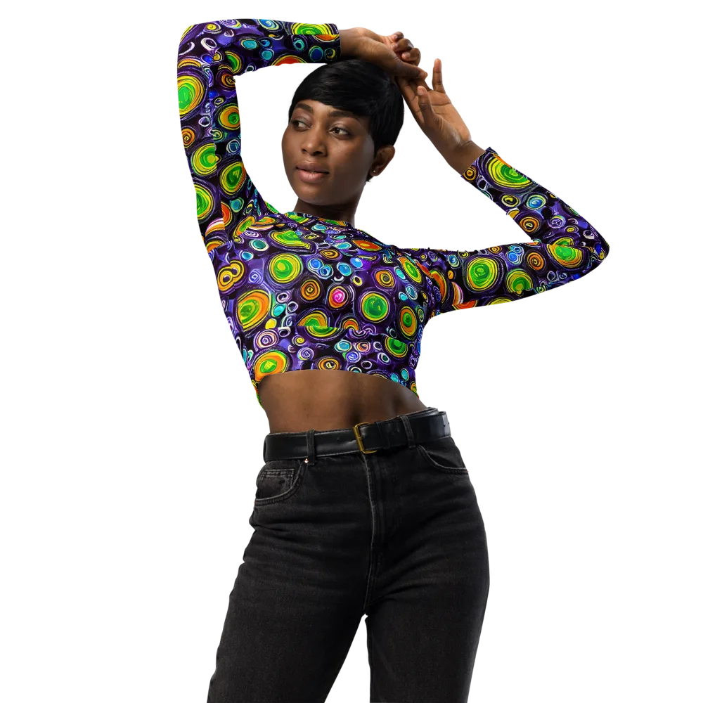 Galaxy Ripple on Long Sleeve Crop Top — Front