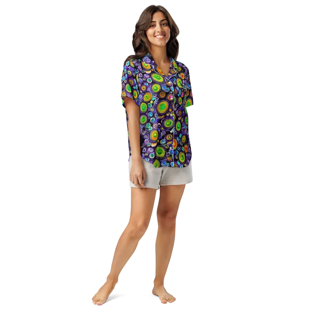 Galaxy Ripple on Women's Short Sleeve Pajama Top — Front