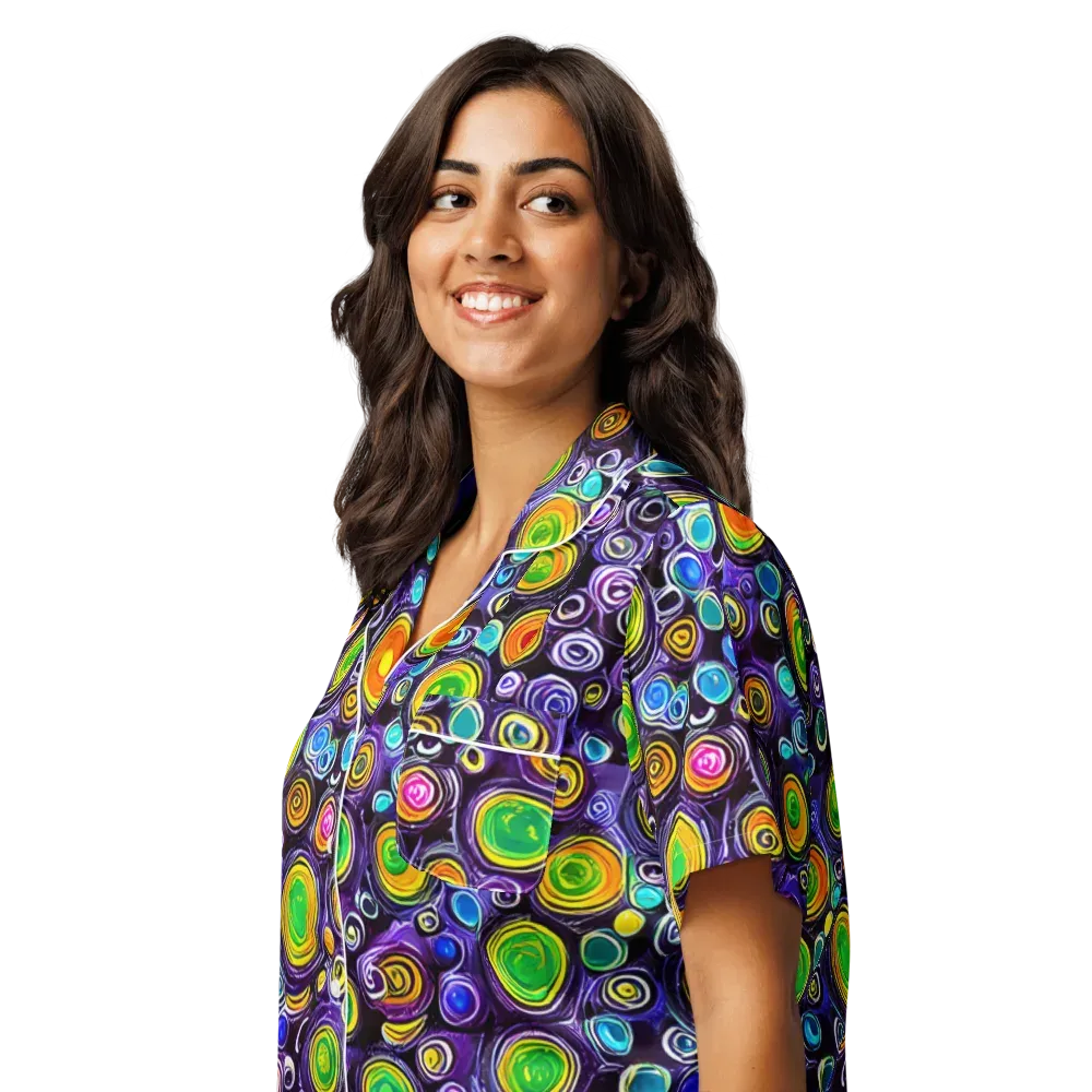 Galaxy Ripple on Women's Short Sleeve Pajama Top — Left Front