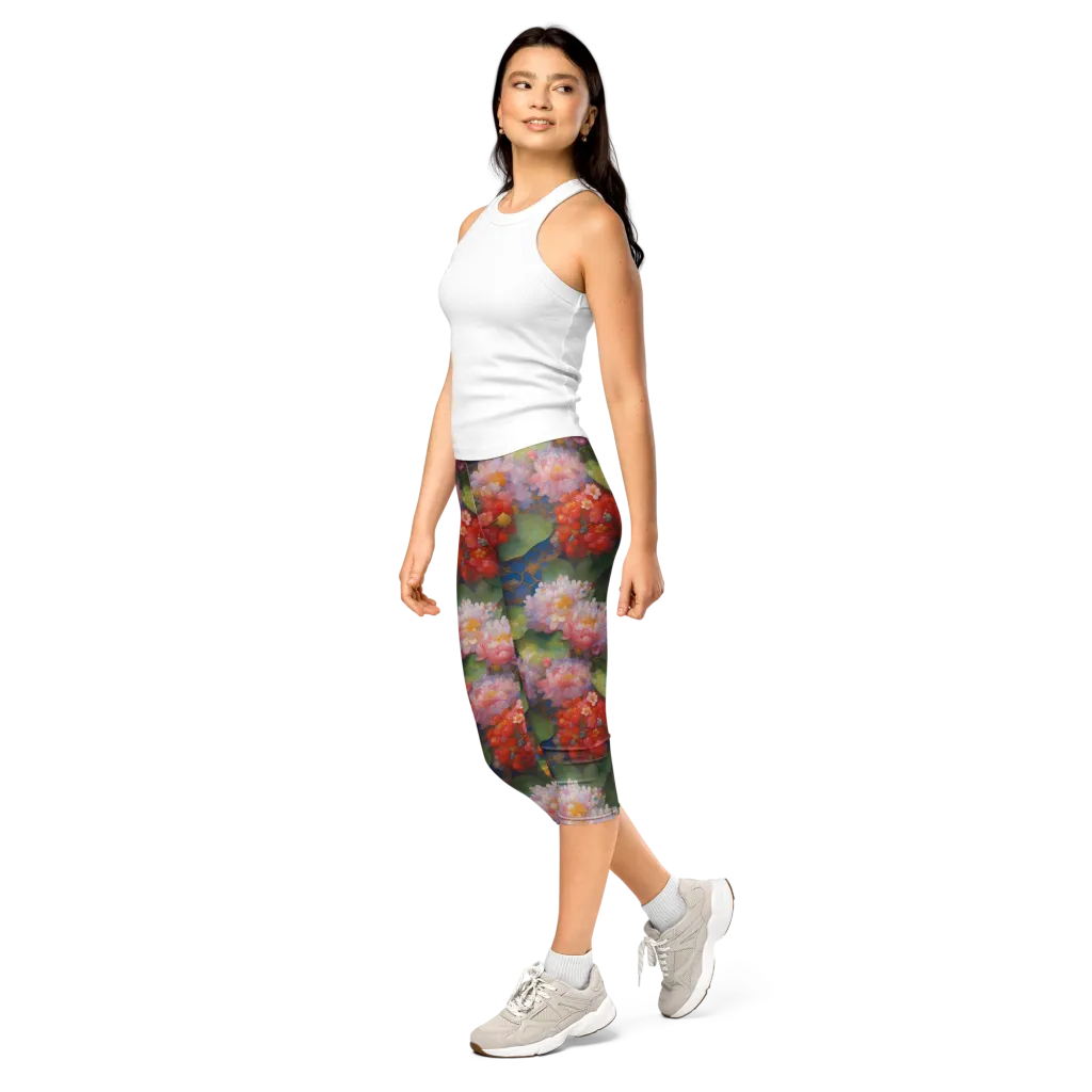 Lotus Royale on Capri Leggings — Left Front