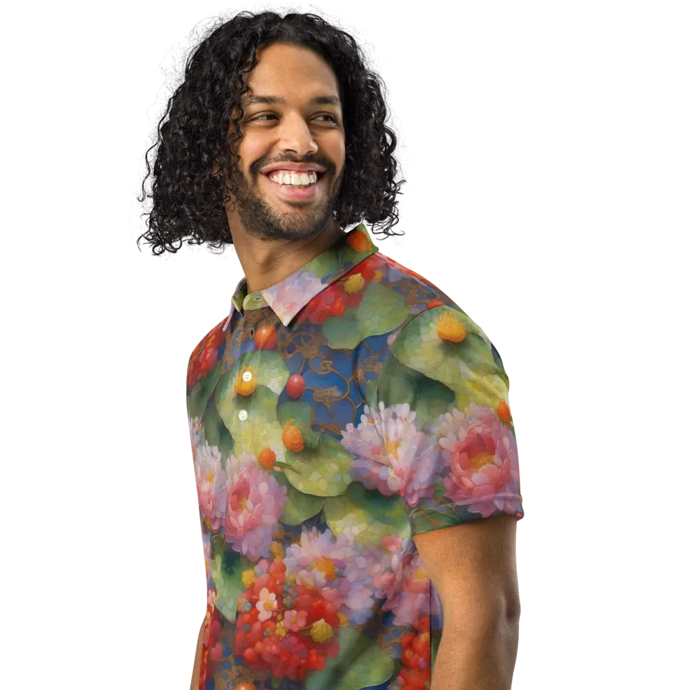 Lotus Royale on Men's Slim Fit Polo Shirt — Left Front