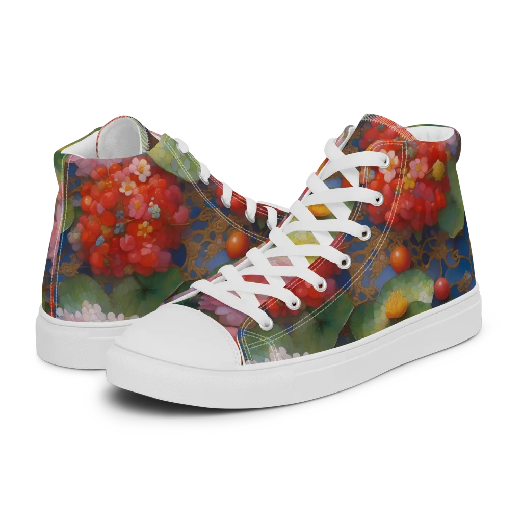 Lotus Royale on Men's High Top Canvas Shoes — Left