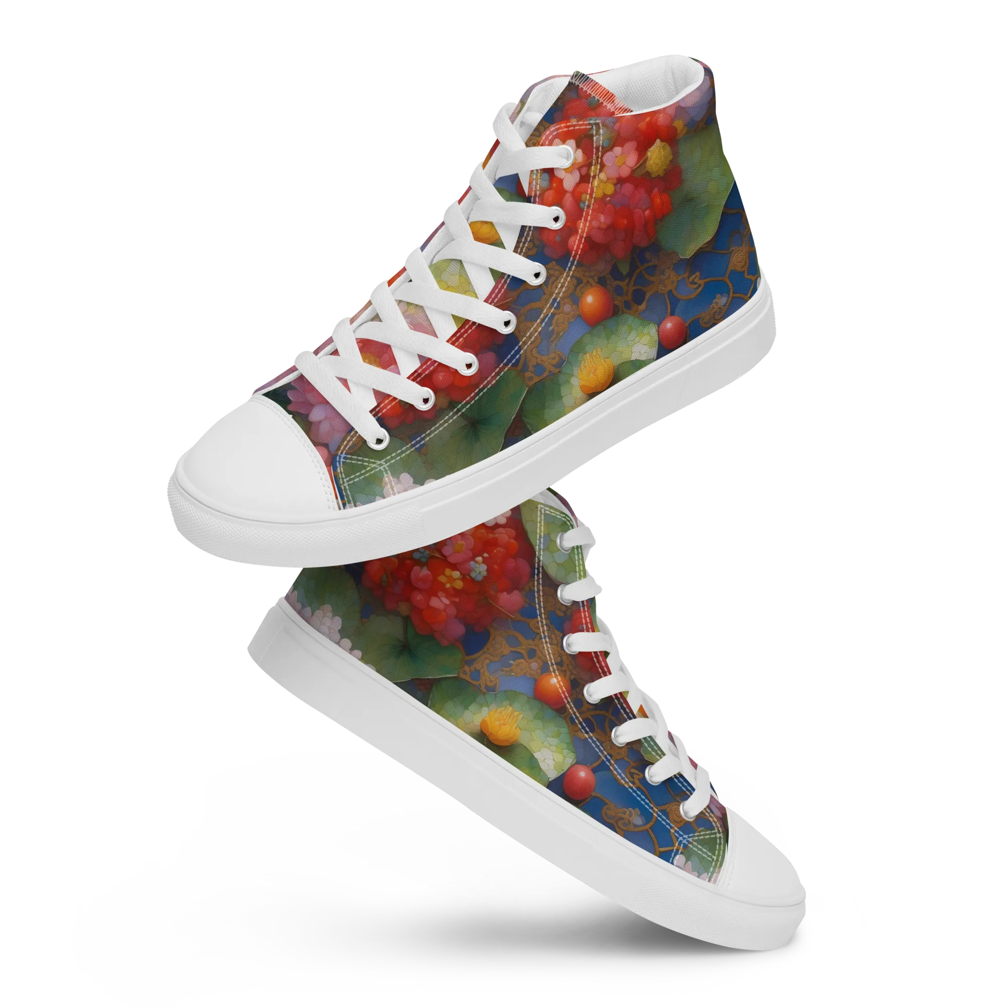 Lotus Royale on Men's High Top Canvas Shoes — Front