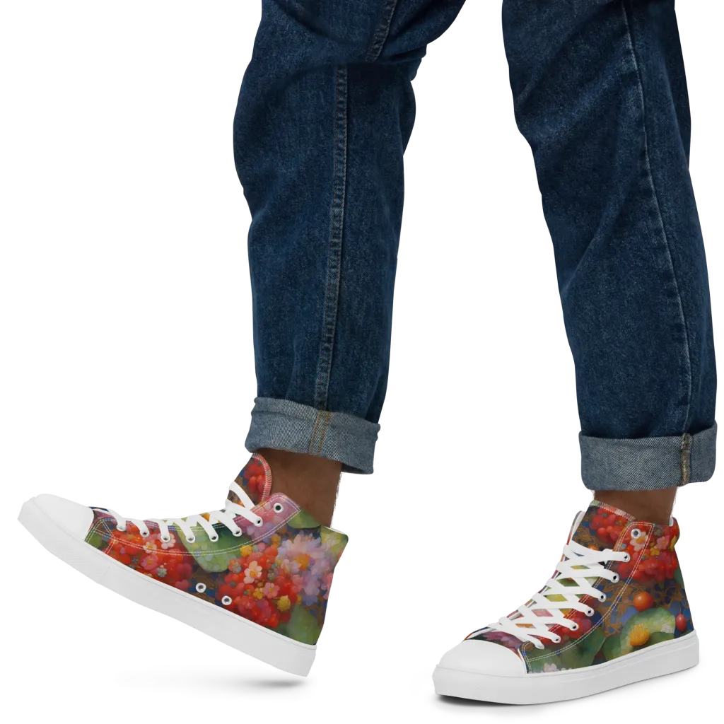 Lotus Royale on Men's High Top Canvas Shoes — Left