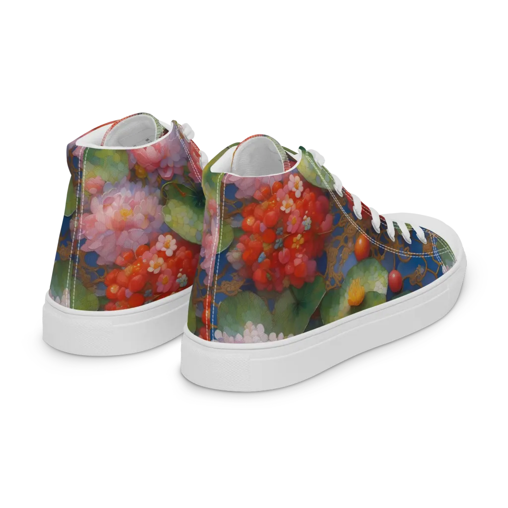 Lotus Royale on Women's High Top Canvas Shoes — Right Back