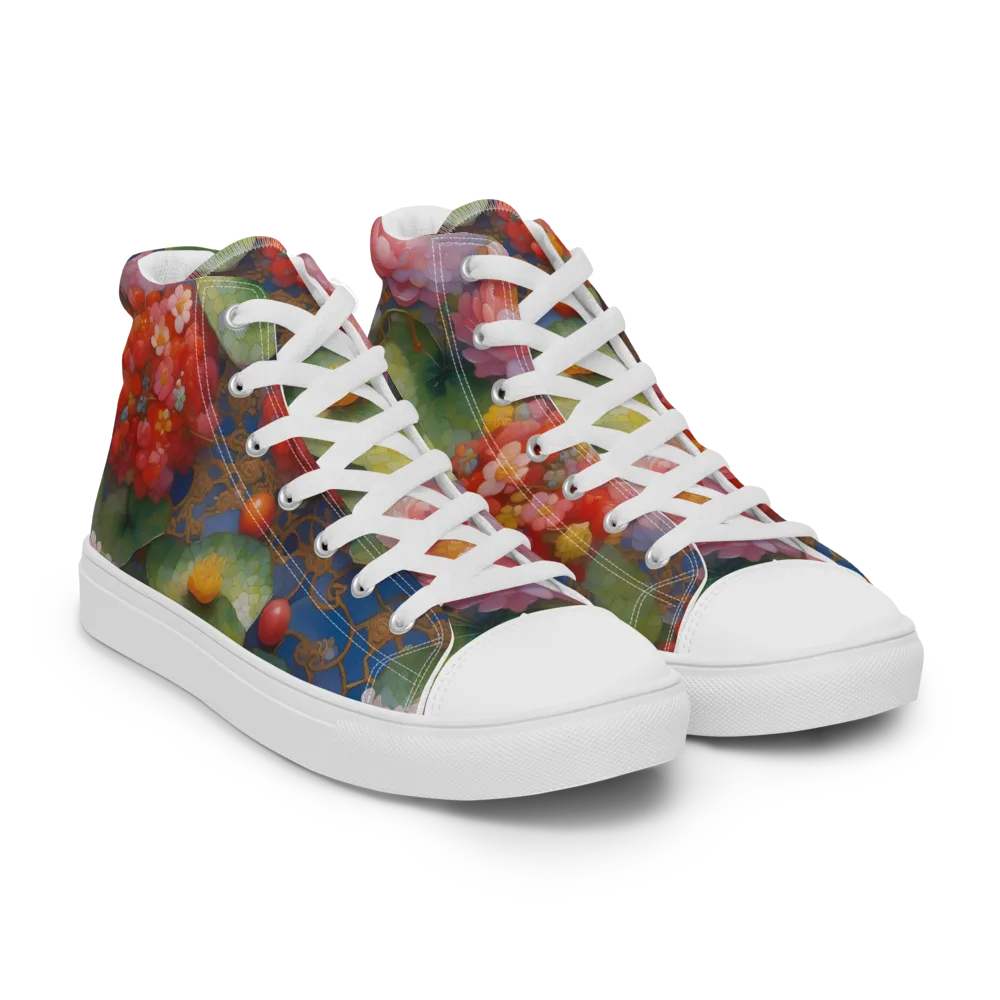 Lotus Royale on Women's High Top Canvas Shoes — Right Front