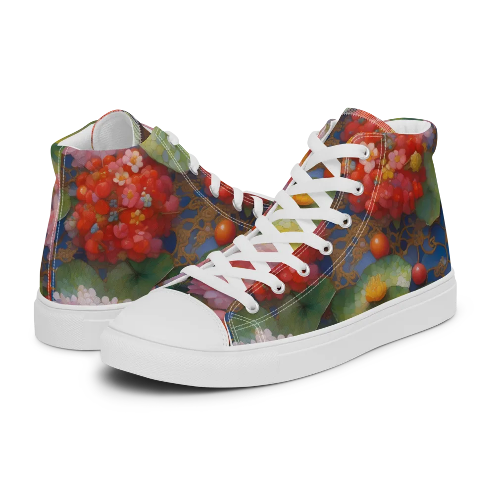 Lotus Royale on Women's High Top Canvas Shoes — Left