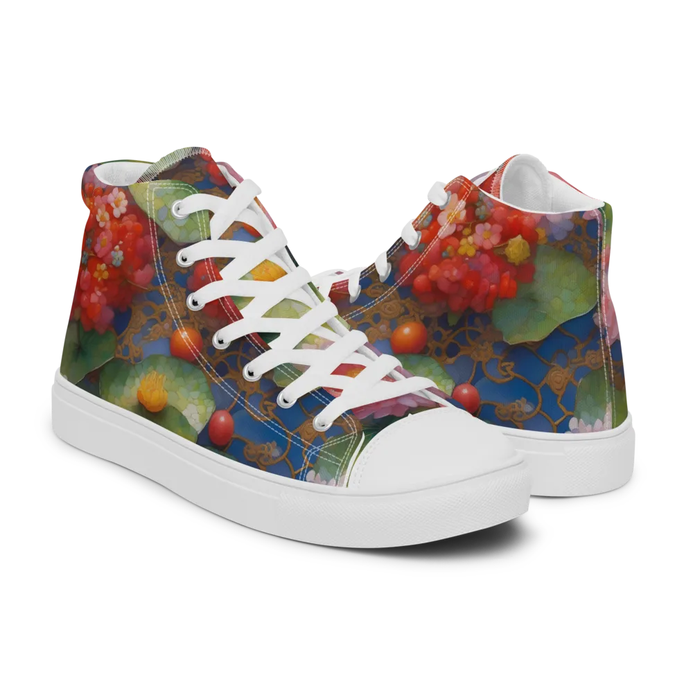 Lotus Royale on Women's High Top Canvas Shoes — Right