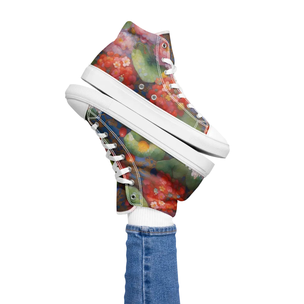 Lotus Royale on Women's High Top Canvas Shoes — Left