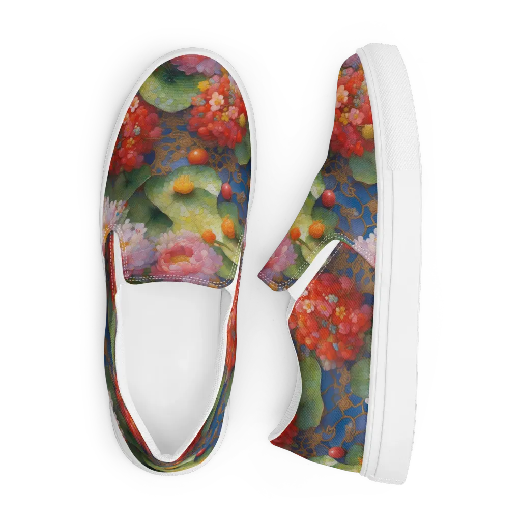 Lotus Royale on Men's Slip-On Canvas Shoes — Front