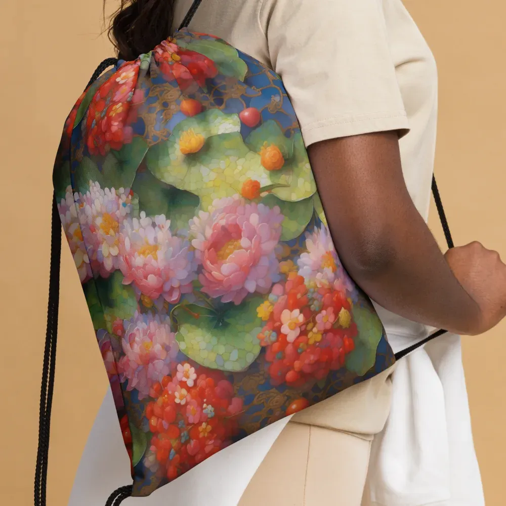 Lotus Royale on Drawstring Bag — Front
