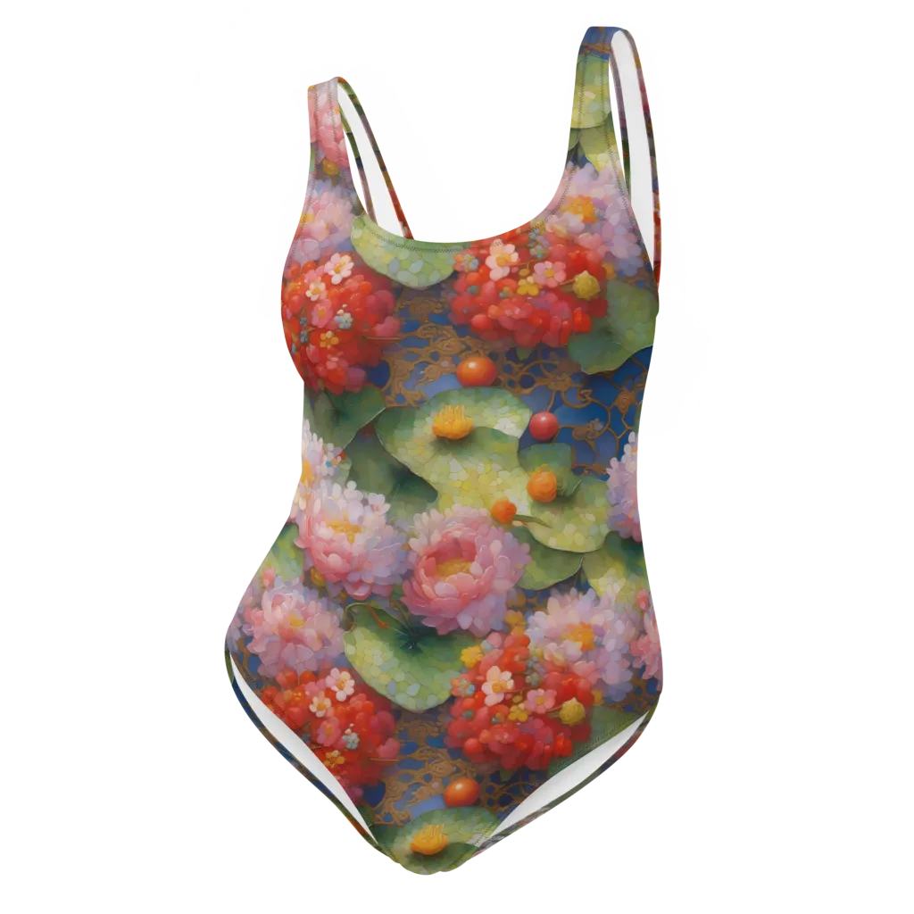 Lotus Royale on One-Piece Swimsuit — Front