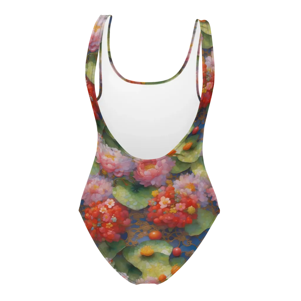 Lotus Royale on One-Piece Swimsuit — Back