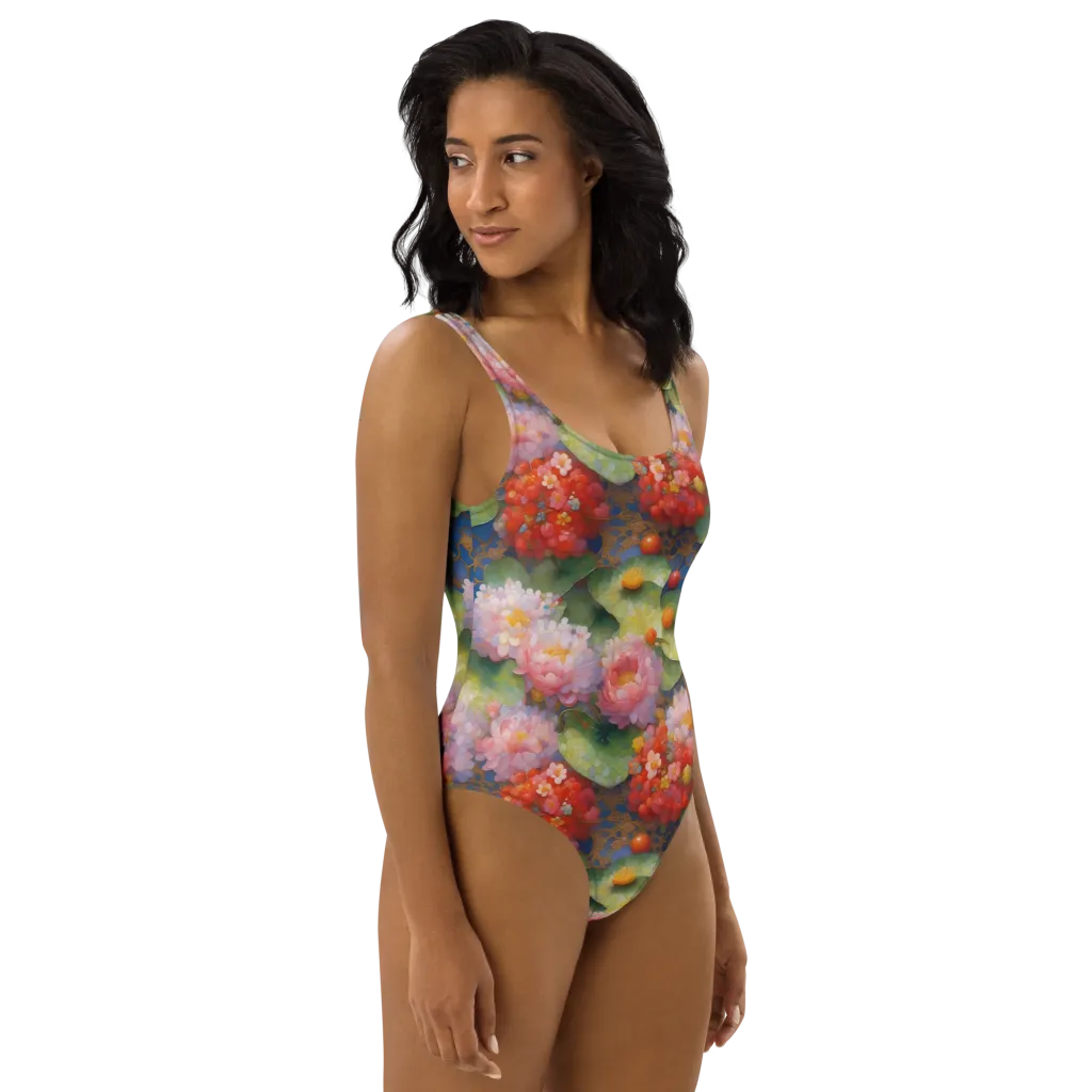 Lotus Royale on One-Piece Swimsuit — Right