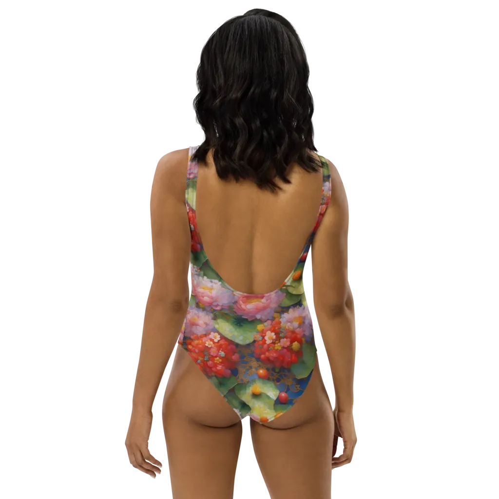 Lotus Royale on One-Piece Swimsuit — Back